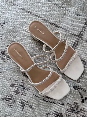 reformation assunta three strap block heel mule